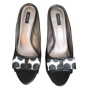 Array Coco Black Sandals Open Toe Slip On Mule Polka Dot Leather Party 9.5